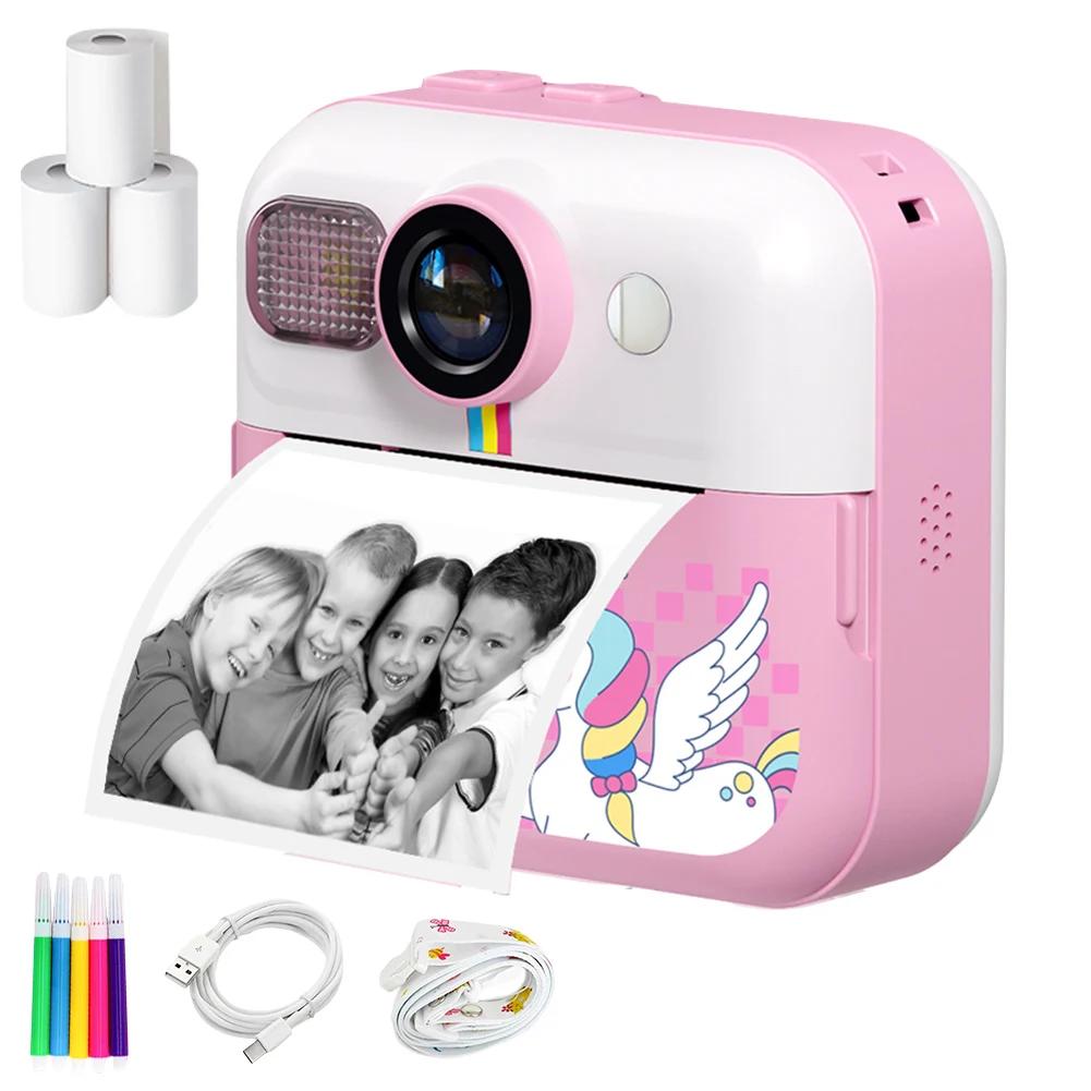 Mini Sofortbildkamera für Kinder 2,4 Zoll Bildschirm Digitalkamera für Kinder 48MP 1080P Video Thermodrucker Geschenk für Weihnachten/Geburtstag