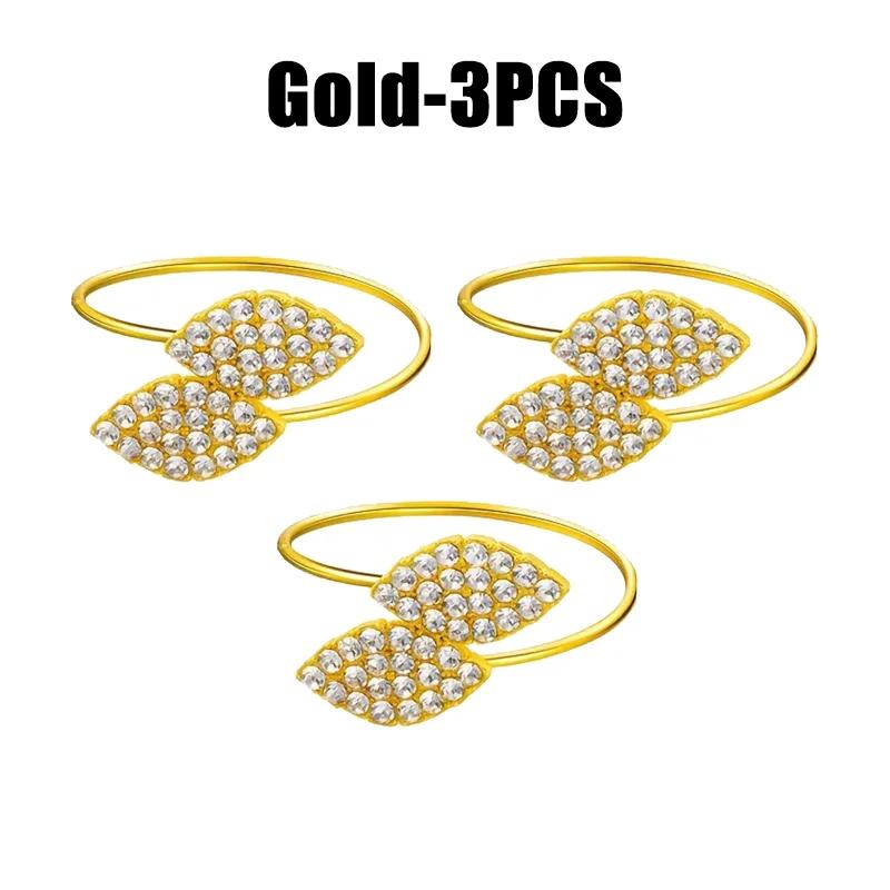 1-50PCS Leaves Napkin Rings Elegant Gold Sliver Leaf Napkin Buckles Holder for Birthday Wedding Party Dinner Table Decor