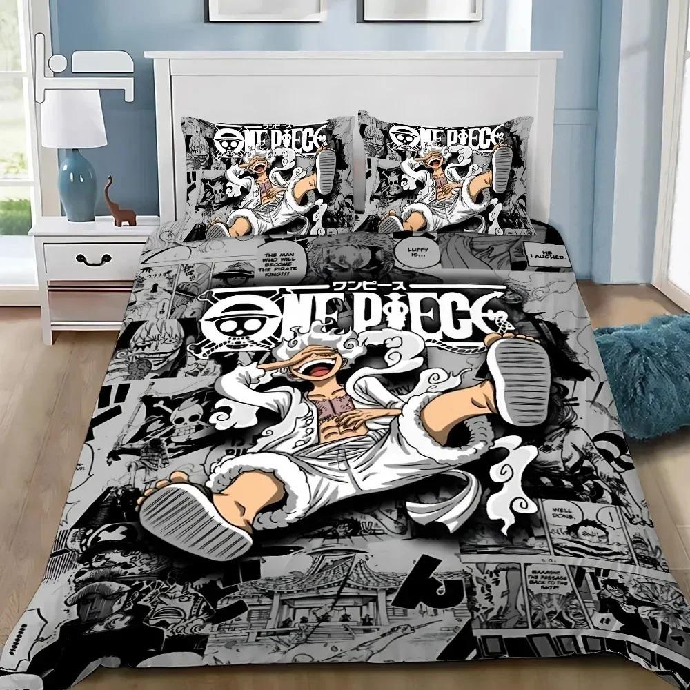 Anime One Piece Duvet Cover Set Japanese Cartoon Luffy Bedding Set Twin Full Size Bedroom Bed Decor Teens Boys Gifts 2/3pce set