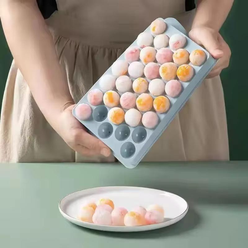 1-5PCS Ice Mold with Lid Diamond Design Easy Release 3D Round Ice Ball Maker Plastic Freezer Tray for Whiskey Cocktails Reusable