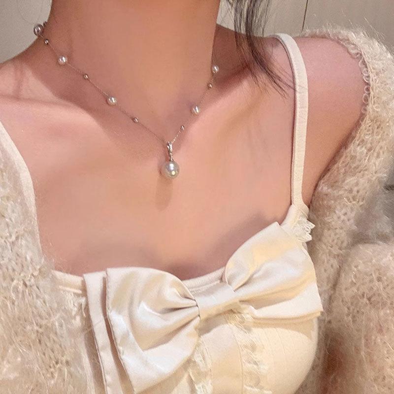 Vintage Gypsy Pearl Necklace Women's Neck Chain Personalized Clavicle Chain