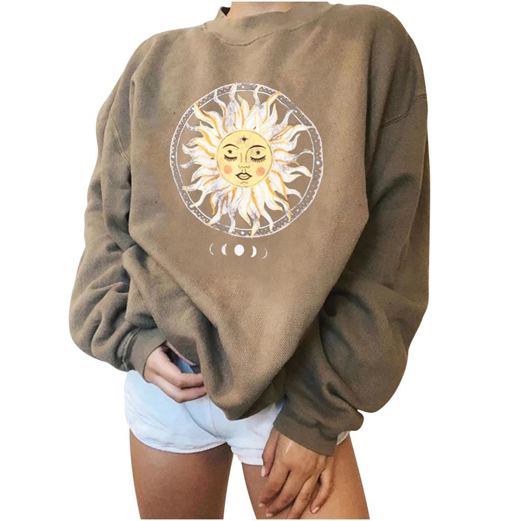 Women Casual Printing Long Sleeve Sweatshirt Pullover Tops Blouse