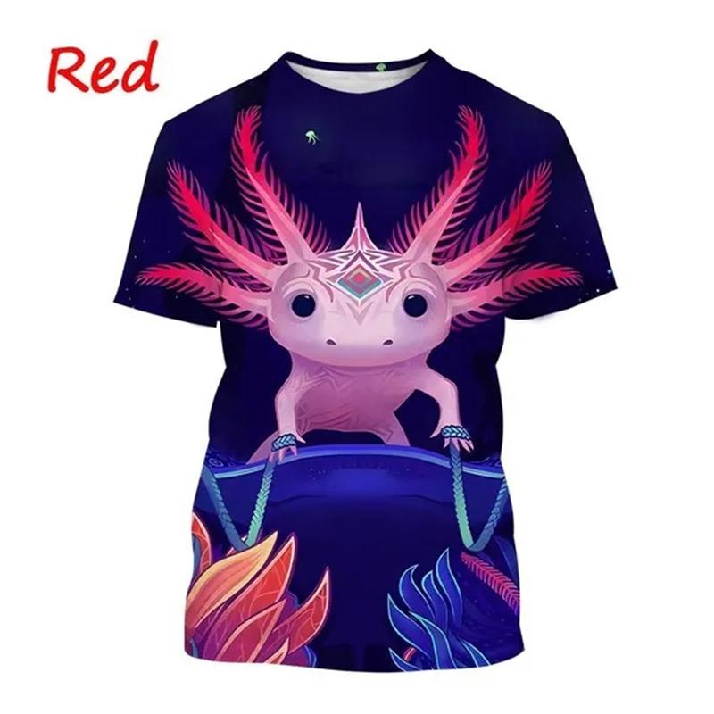 Hot Sale New Axolotl 3D Printed T-shirt Personality Animal Unisex Comfortable Round Neck Print Streetwear Tops Men Women Tees