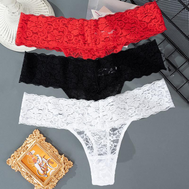 Mutandine da donna con motivo floreale ricamato moda tinta unita Slip a vita bassa da donna Intimo da notte