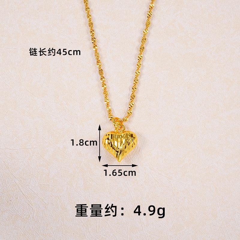 Vietnamese gold-plated necklace for women, long-lasting color, vintage heart-shaped imitation gold jewelry, copper alloy accessory, new clavicle