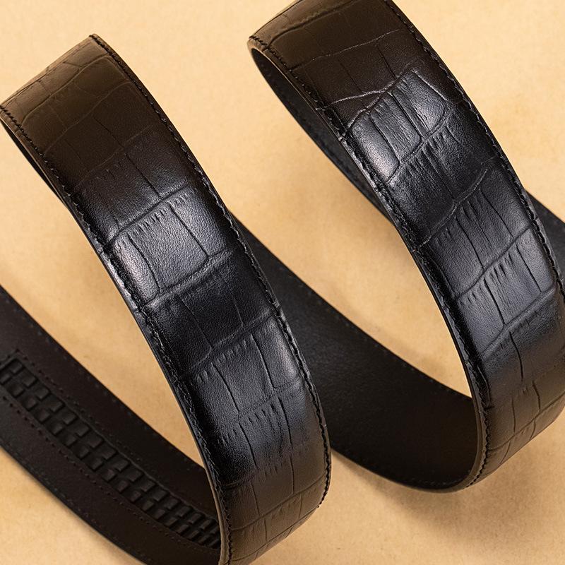 Vegetable Tanned Leather Crocodile Pattern Belt Strip Double sided Dyed Head Layer Cowhide Belt Strip Automatic Body