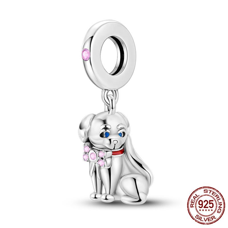Fit Charms Fororiginal Bracelets Animal Series Flower Rabbit Holding Heart 100%Copper Jewelry Making For Women Gift