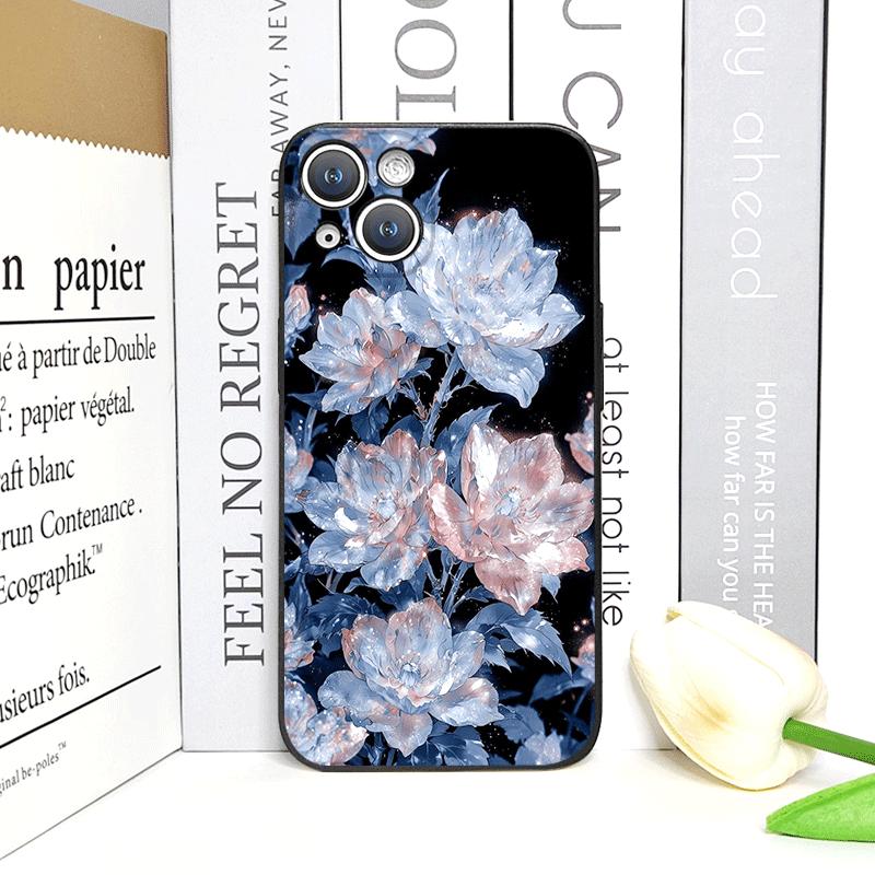 Luxurious White Peony Flower Pattern Phone Case for IPhone 17 16 12 11 14 Plus 13 14 15 Pro Max 12 13 Mini X XSMAX XR Soft Cover