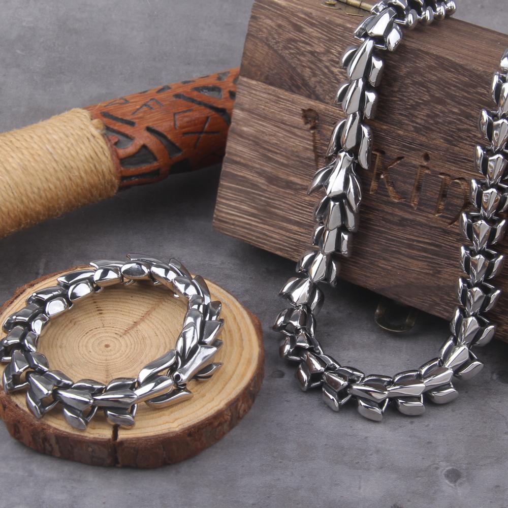 Wikinger Guss Kubanische Kette Herren Dünnes Edelstahl Armband und Halskette Polierte Kette Vierseitig geschliffen Geschenk für Freund