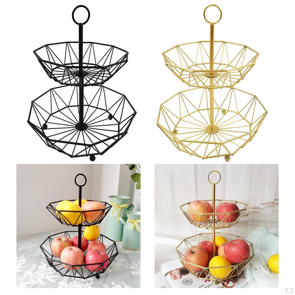 Elegant Iron Fruit Storage Basket for Kitchen and Dining Room Organization