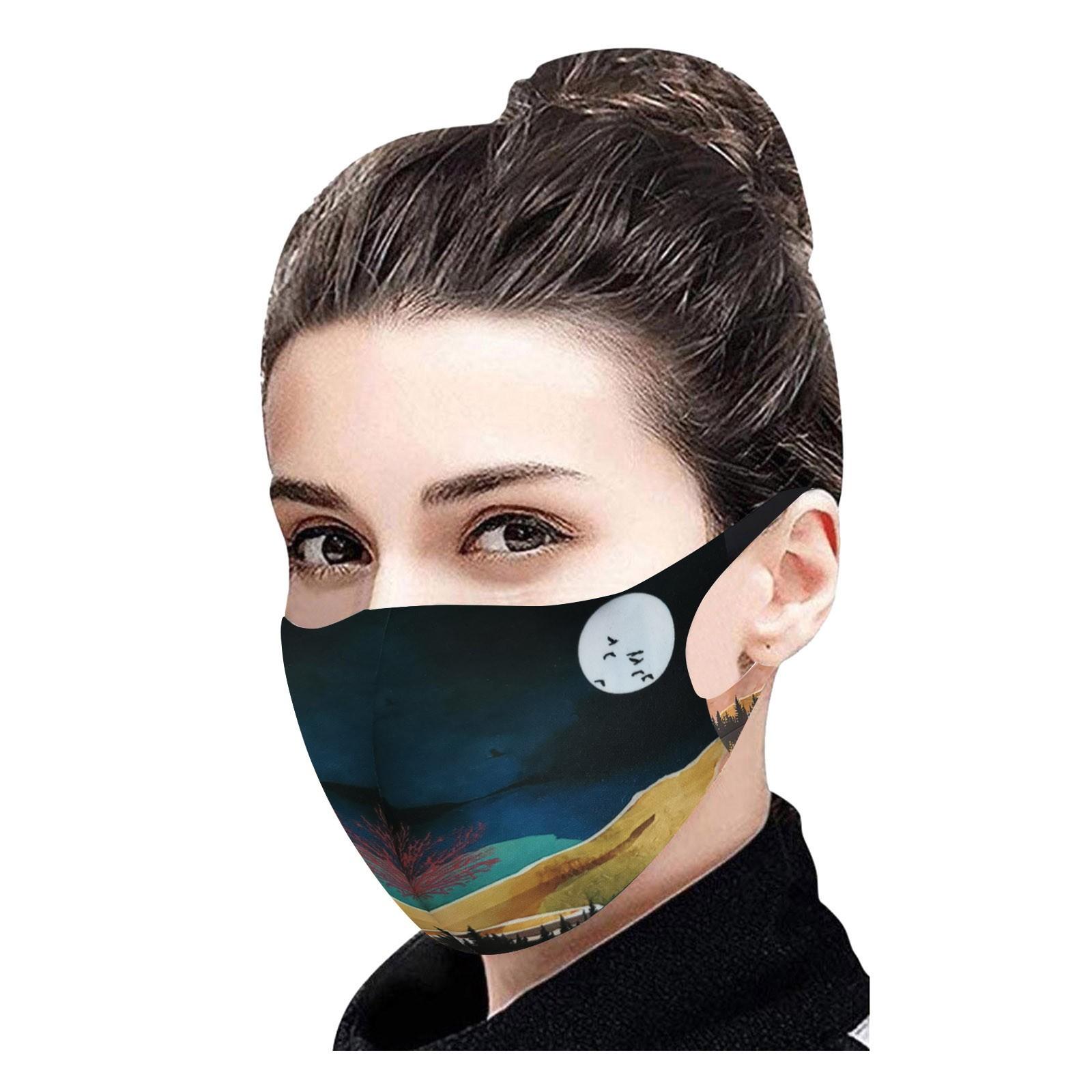 

1 шт., защитная моющаяся дышащая маска для лица с принтами для взрослых разноцветный