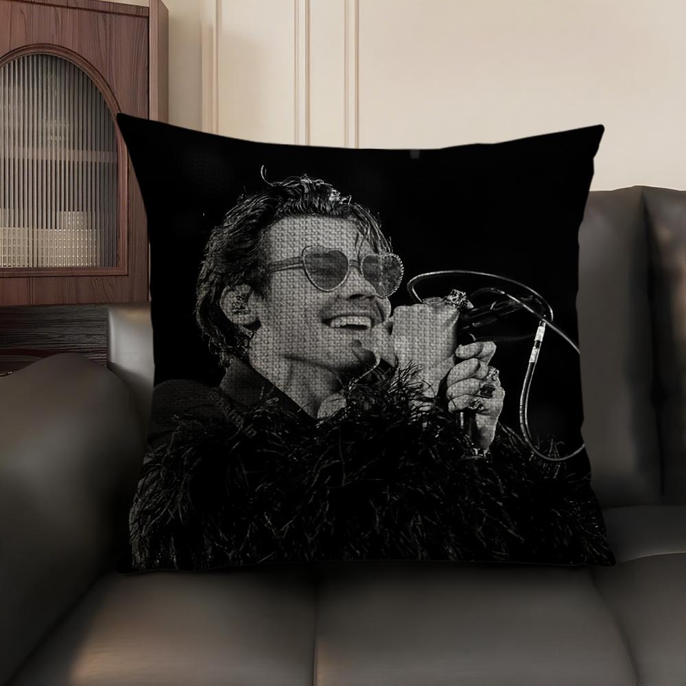 Singer HHarry Music Cushion Cover Natural Linen Organic Fabric DoubleSided Printing Sofa Home Decor Gift Pillow Case