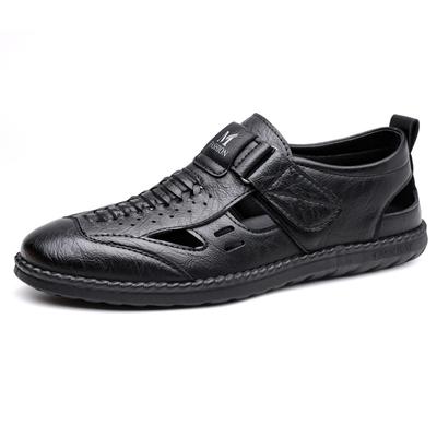 Casual Hollow Business Soft Soled Leather Shoes for Men Summer New Designer Solid Color Driving Shoes Male Fashion Hallow Sandal