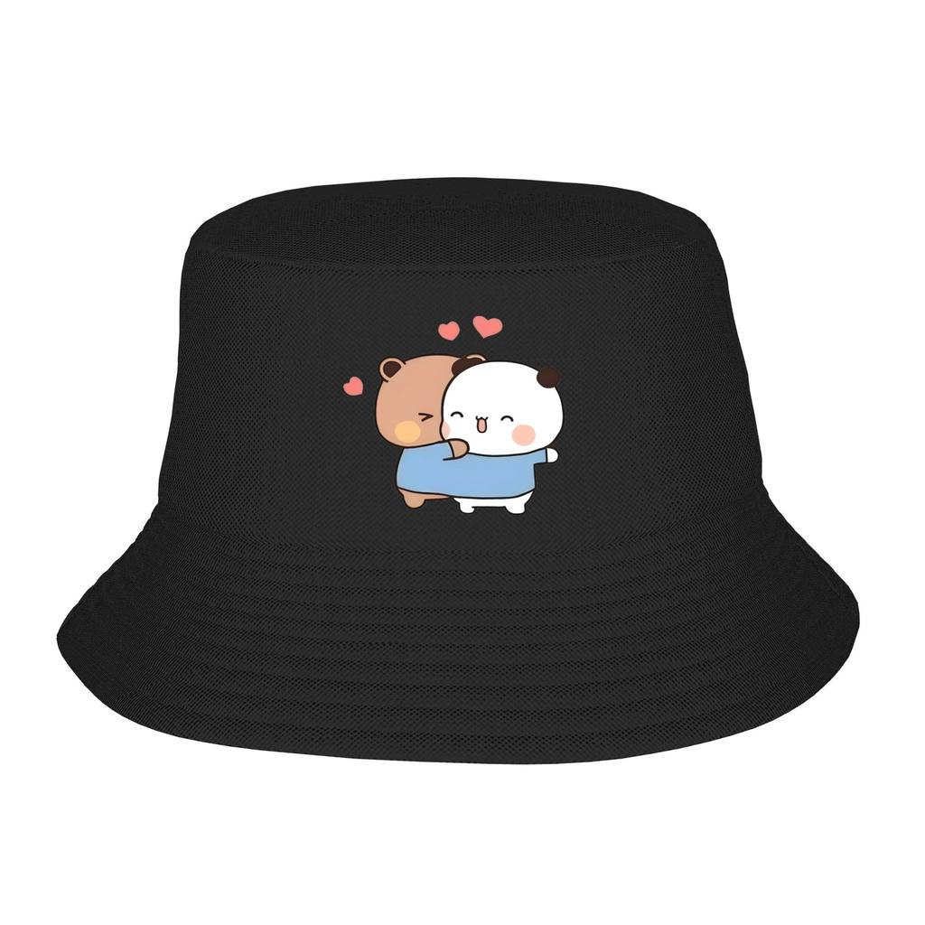 DuDu Bear and BuBu Panda Halloween Bucket Hats Summer Travel Headwear Stuff Kawaii Fishing Cap for Camping Teen Ispoti Hat