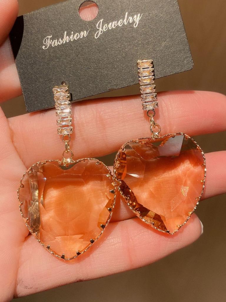 2 Stück Damenmode Zirkon, Kristall herzförmige Ohrringe und Party-Abendkleid-Accessoires