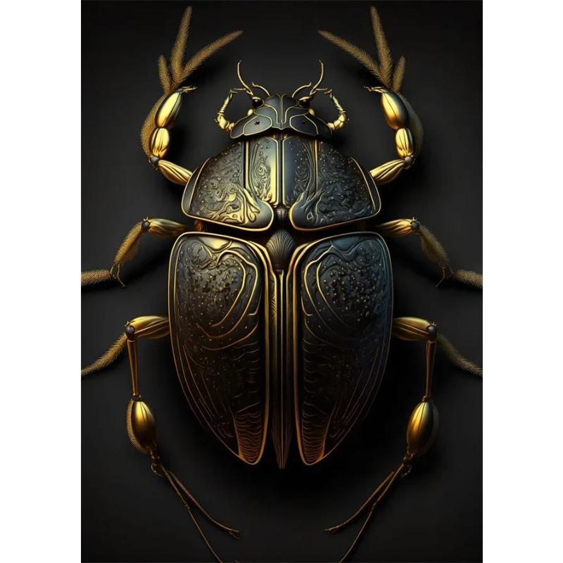 Schwarzes und goldenes Adler-Löwen-Leinwandbild – Nordisches Hirsch-Tiger-Wolf-Schwan-Ästhetik-Poster für Wohnzimmerdekoration, Metallgemälde