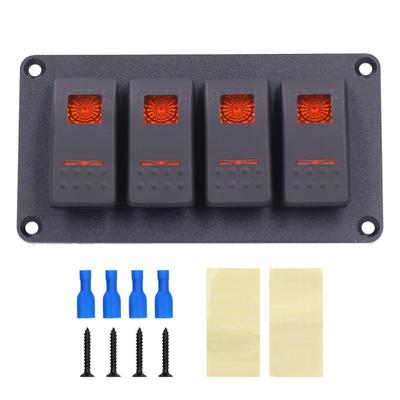 Panel de Interruptores Basculantes de 4 Vías Retroiluminación LED 5 Pines Protección contra Sobrecalentamiento para Vehículo 12V 24V Marino Yate Barco Luz Naranja