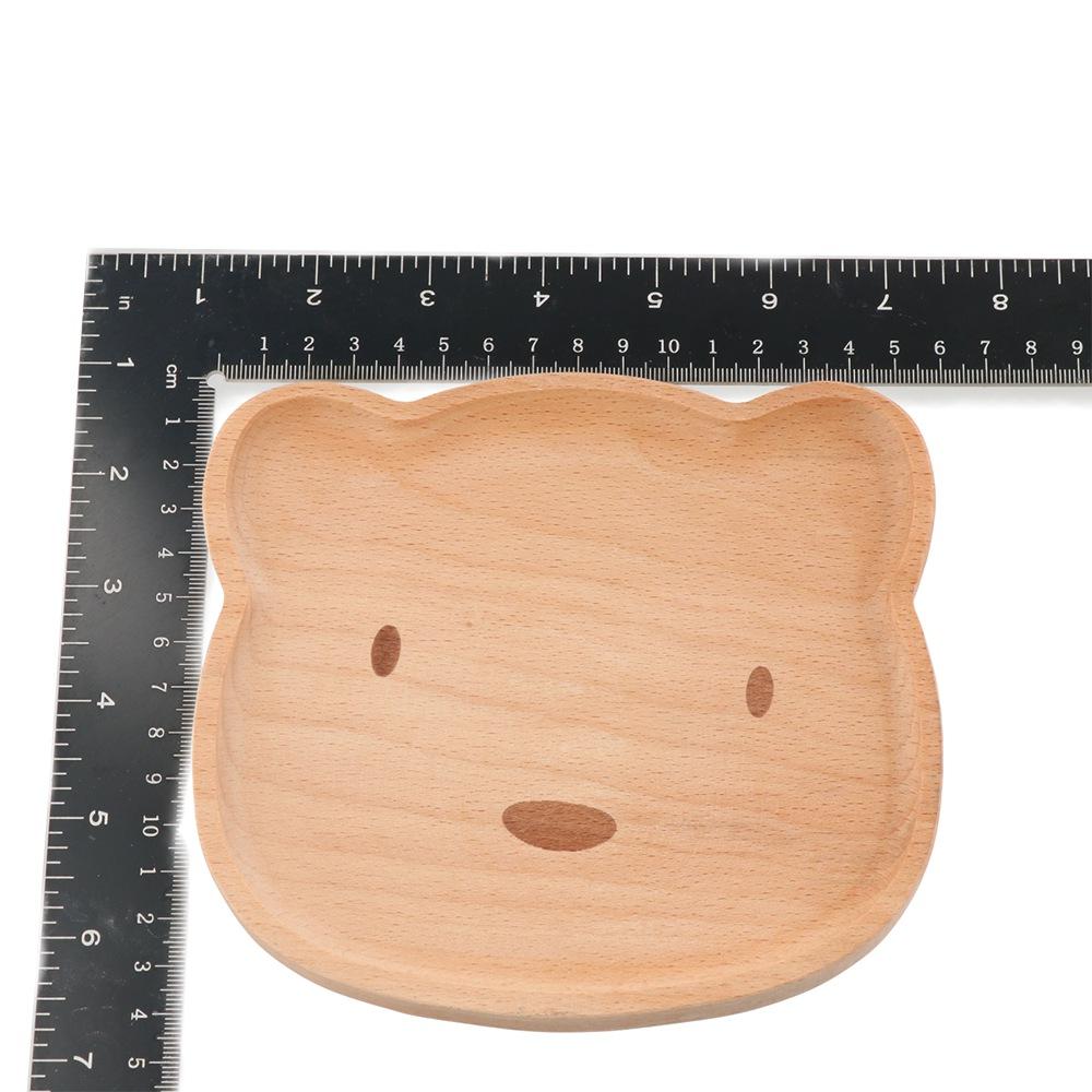Multipurpose Solid Wood Cartoon Dinner Tray Cute Odorless Children's Rice Plate Animal Pattern Wood Food Dishes Meal