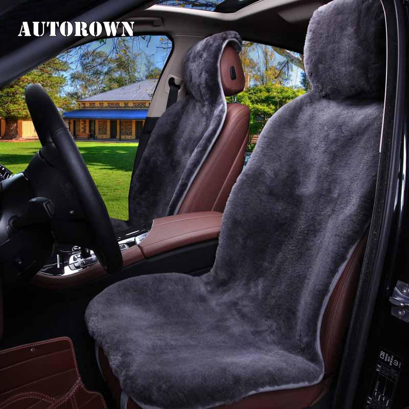 AUTOROWN Genuine Australian Sheepskin Short Wool Car Seat Cover Warm Soft Universal Size Auto Interior Accessories Free