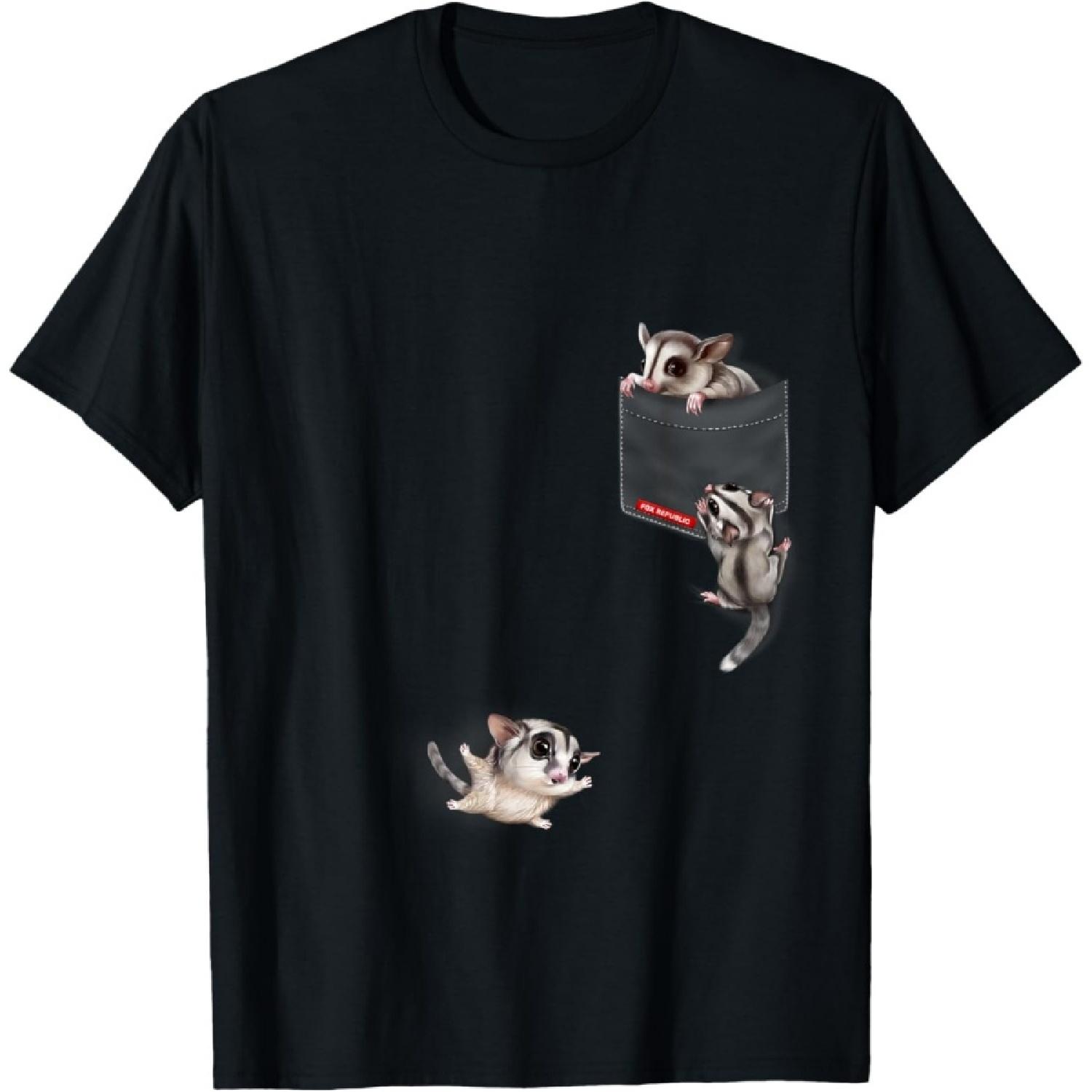 

Happy Sugar Gliders Playing Around a Cute Pocket T-Shirt XXXXXL чорний