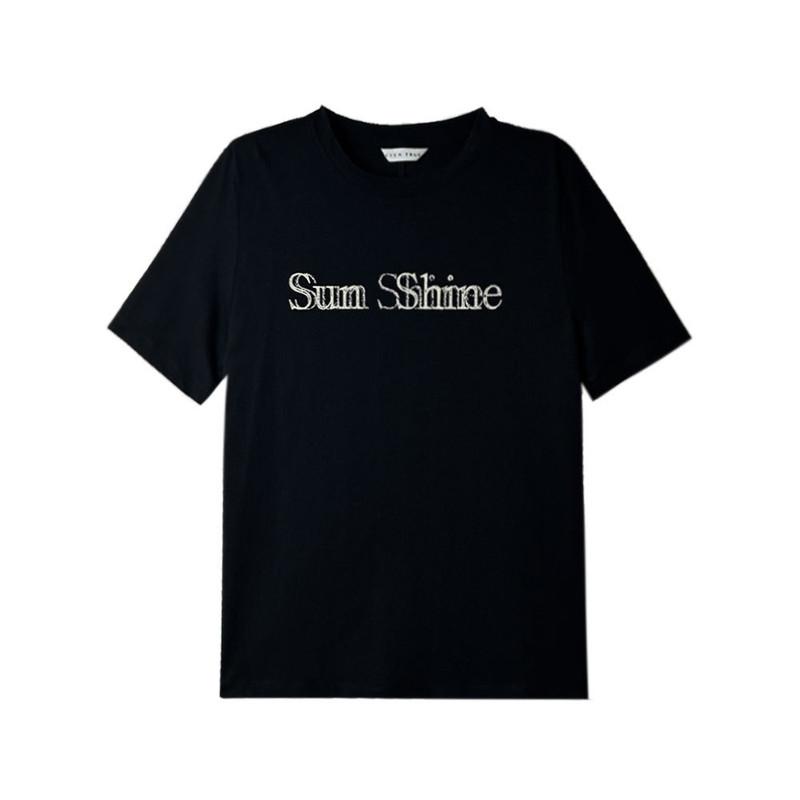 

Хлопковая футболка с буквенным принтом, женские летние свободные топы с короткими рукавами One Size чёрный