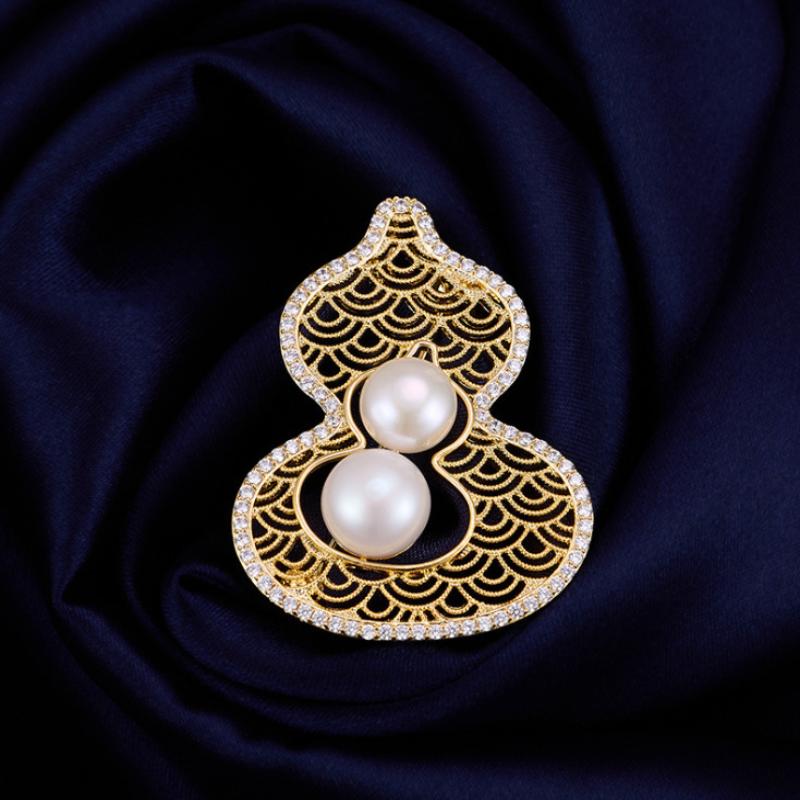 Новая китайская полая тыква жемчужная элегантная брошь-костюм для женской одежды пальто корсаж ювелирные аксессуары подарки A1