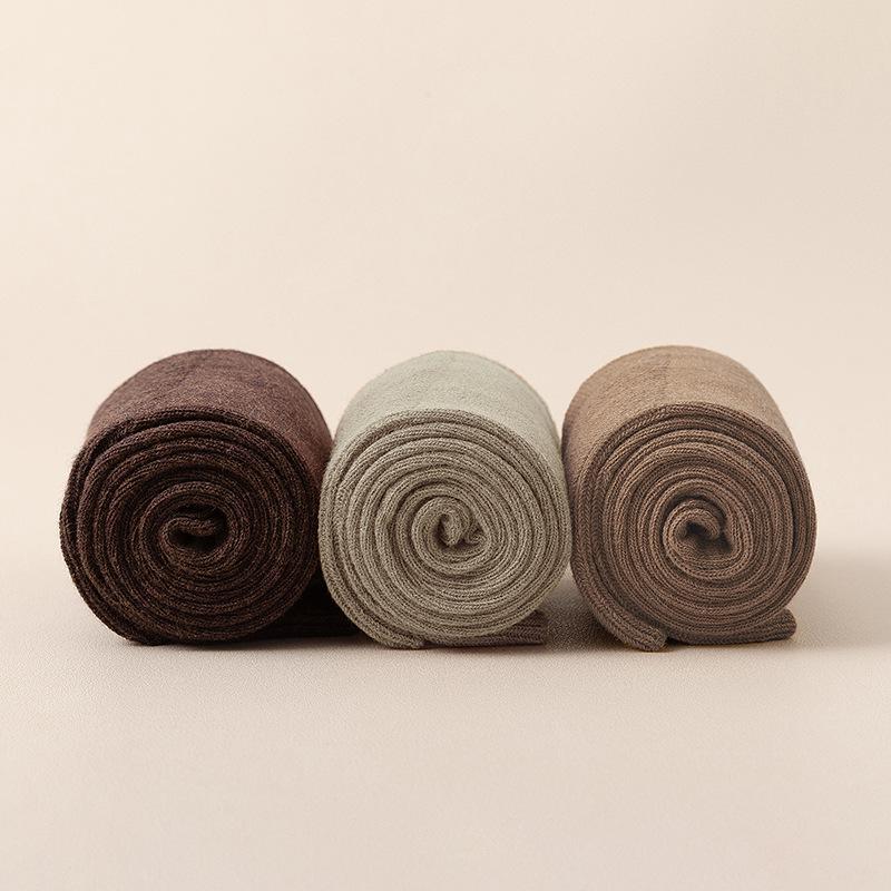 Clearance: Cute Slimming Chocolate Ribbed Cotton Calf Socks - Autumn/Winter Versatile