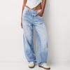 Jeans da Donna alla Moda con Tasche Colorate Casual Versatili a Gamba Dritta