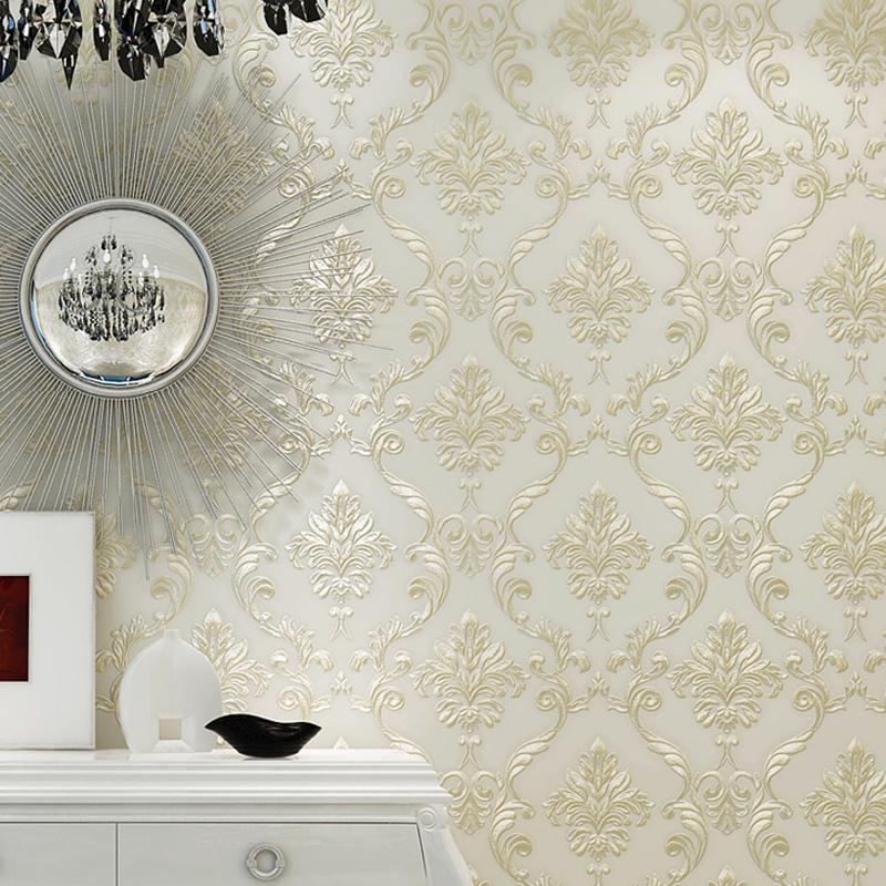 Modern Simple Home Decor European Style Damask Wallpaper Roll for Wall Bedroom Living Room High Quality 3D Non-woven Wall Paper