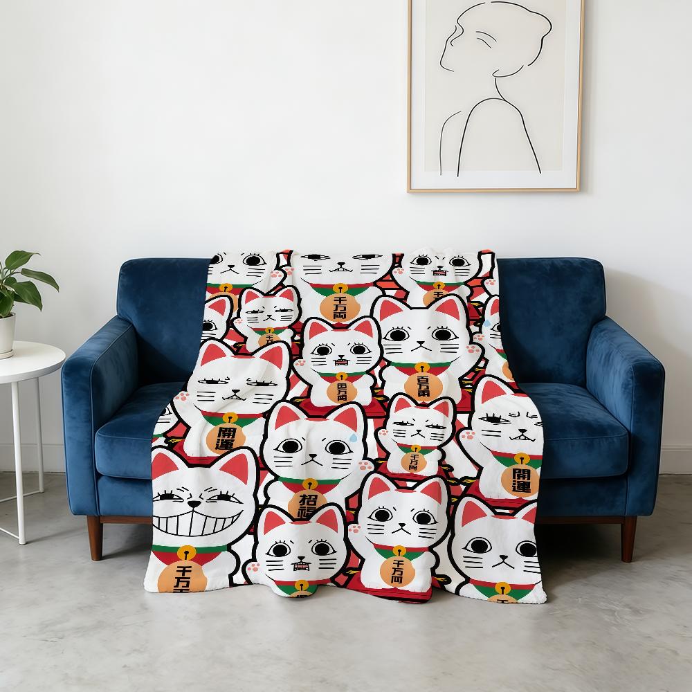 Blanket Super Luck Warm Maneki Comfortable Plush Throw Money Blanket Child Home Sofa Bedroom Rich Cat Neko Gift