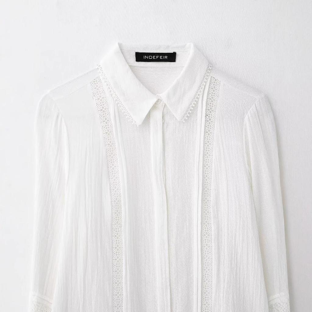 Spring 2025 Women's European-American Style Ruffle Cotton Shirt