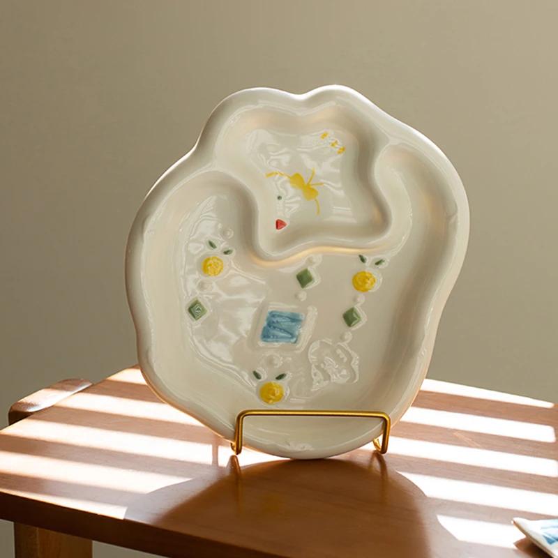 Creative Irregular Ceramic Plate Cute Cartoon Exquisite Dining Plates Afternoon Tea Dessert Fruits Plate Breakfast Salad Bowls