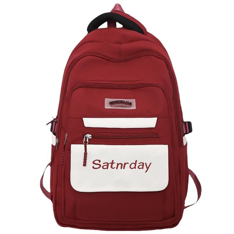 Primary School Girl College Student Burgundy Backpack High School Student Junior High School Student Backpack