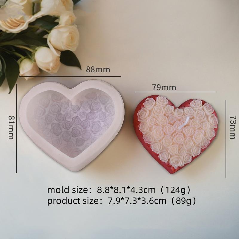DIY Silicone Candle Mold Rose Heart Angel Handmade Gypsum Scented Soap Mould 3D Craft Fondant Chocolate Baking Decoration Tool