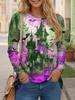 Women's All-match Halloween Shirt 3D Printed Little Ghost Pumpkin Combination Print Round Neck Long Sleeve Polyester Fabric Top