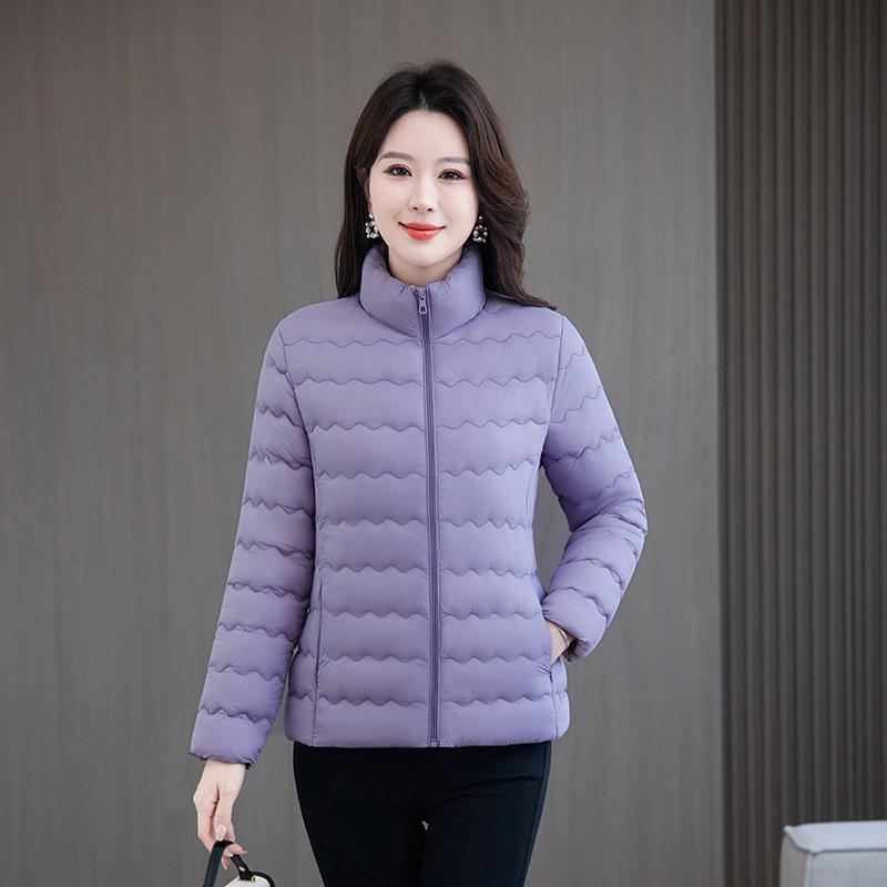 Mother's Clothing Winter New Women's Large Size Slim Cotton Jacket Versatile Cotton Coat Jacket Simple Warm Stand-up Collar Cotton Coat