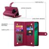 DF-011 For Realme 14 Pro 5G Case Zipper Pocket Wallet Leather Phone Cover with Straps