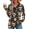 Women's Fashion Casual V-neck Pleated Christmas Long Sleeve Top