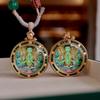 Qinghai Regong Green Tara Hand-painted Ethnic Thangka Pendant