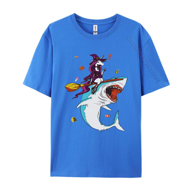 Funny Unicorn Riding Shark Halloween T Shirts Printed Tshirt Men Tee Shirt Anime Adult Man Top Shirts