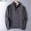 Men Fleece Lined Zip Up Sweater Heavyweight Knit Jacket Oversized Winter Warm Pullover Outerwear