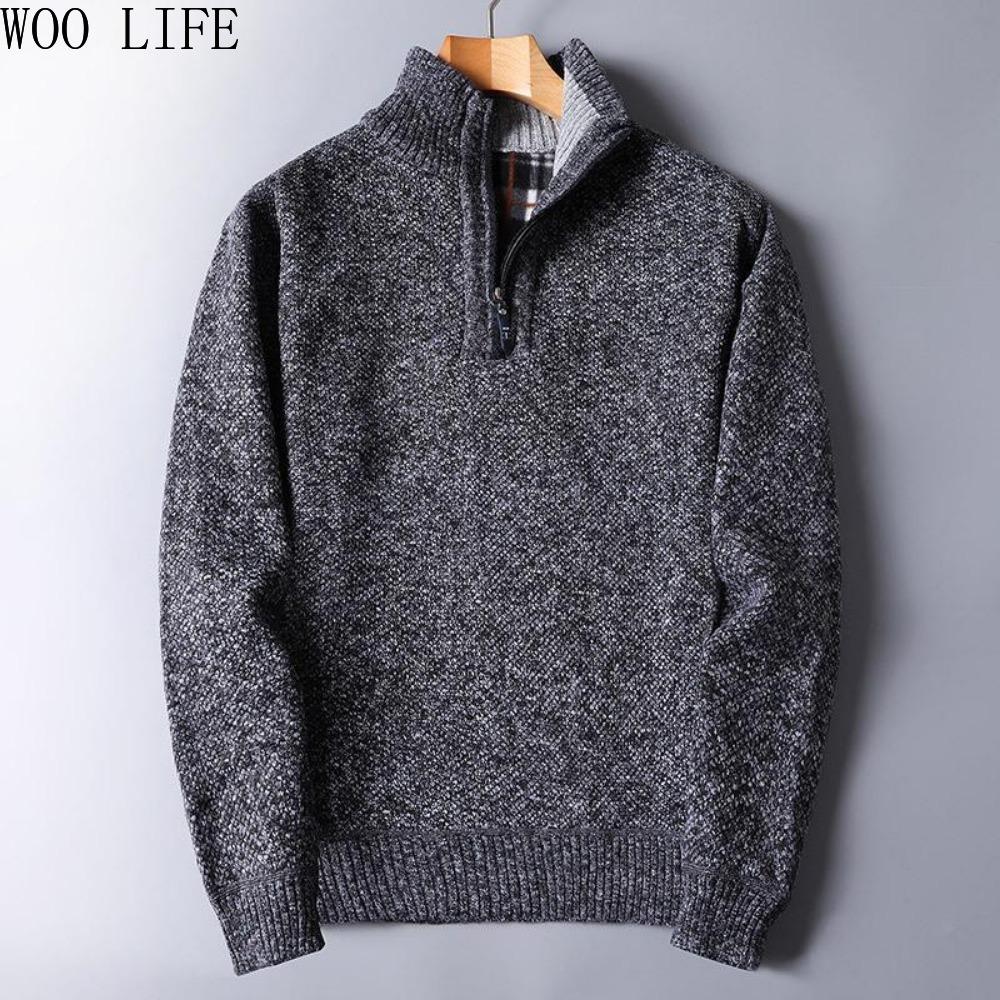 Men Fleece Lined Zip Up Sweater Heavyweight Knit Jacket Oversized Winter Warm Pullover Outerwear