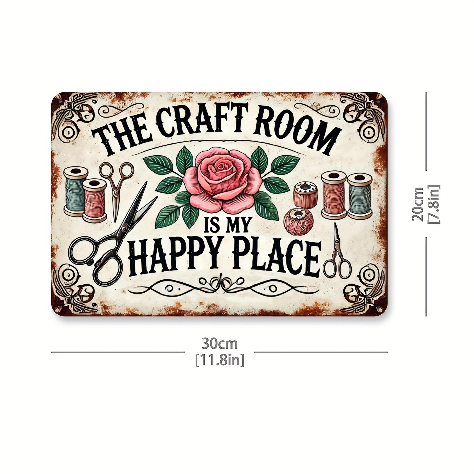 

Vintage Metal Sign The Craft Room is My Happy Place Decorative Vintage Wall Art for Home Cafe Bar Restaurant Supermarket чёрный