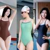 Three Color Swimsuit Women's Professional Racing Training One-piece Triangle Slimming High-end