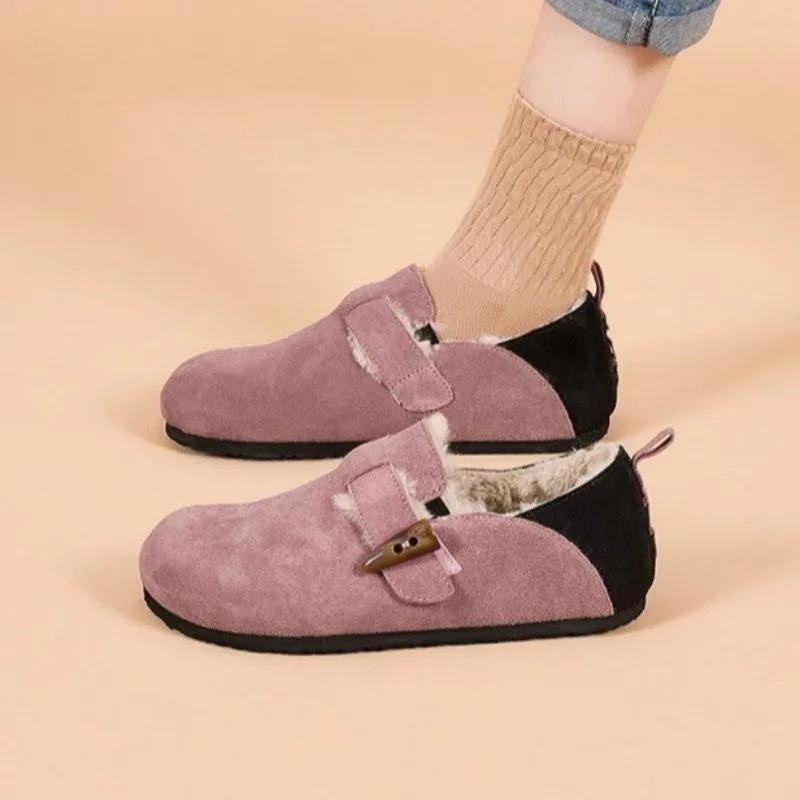 

Fashion Women Boots Winter Flat Cow Round Toe Warm Short Plush Boots Women Fashion Outdoor Comfortable Shoes for Womem Botas De Mujer 35