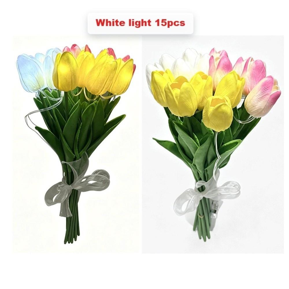 5pcs/15pcs Warm Light LED Artificial Flowers Real Touch Tulip Lamp Tulip Night Light Photo Prop