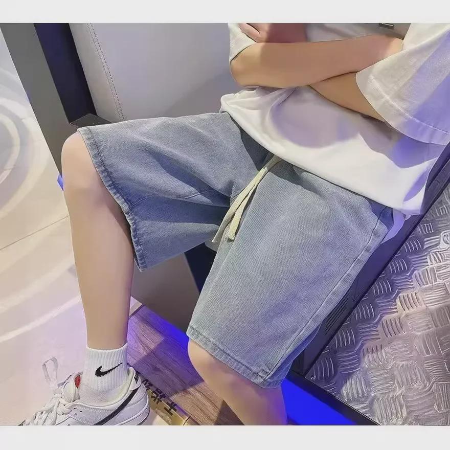 Herr 2024 Hong Kong-stil Lös Jeansshorts - Casual Sommarjeans för Studenter