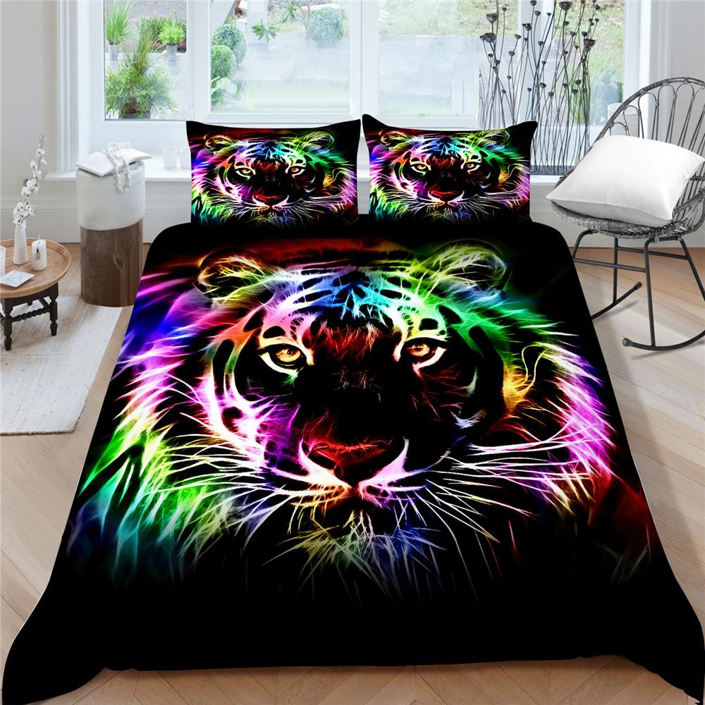 3D Tiger Printed Duvet Cover Set Home Bedclothes Unique Design Polyester King Queen Size Bed Sets
