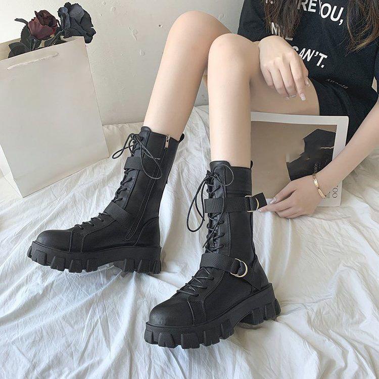 Spring Autumn Women's Motorcycle Boots Cosplay High Boots Long Tube Leather Knight Boot Punk Gothic Classic Black High Heel Shoes