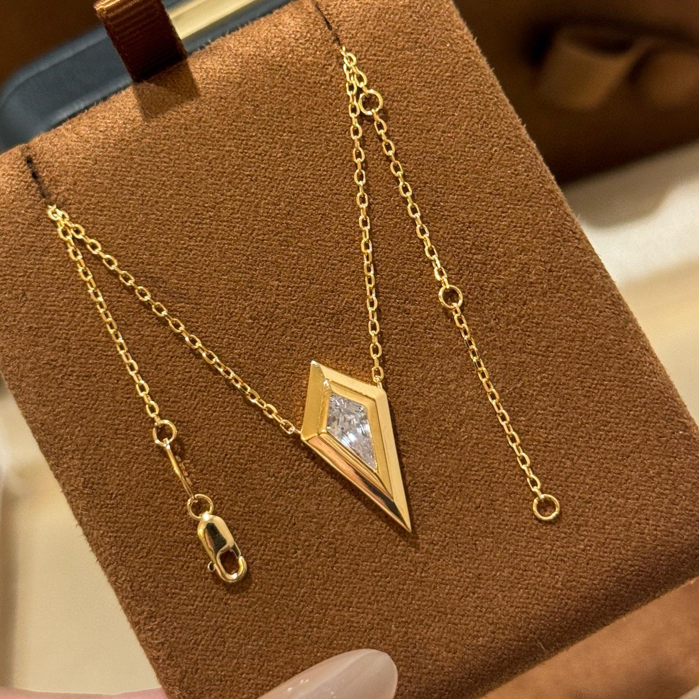 New Vintage 100% Pure 925 Sterling Silver Pendant Pave Aaa Zirconia Geometry Rhombus Necklaces For Women Luxury Wedding Jewelry